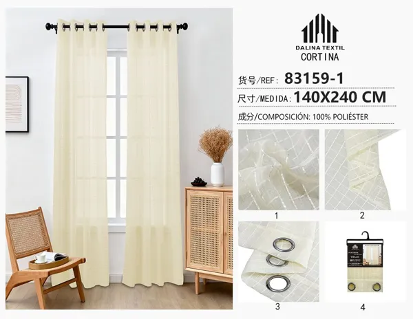 VISILLO CON CUADROS BEIGE 140X240CM