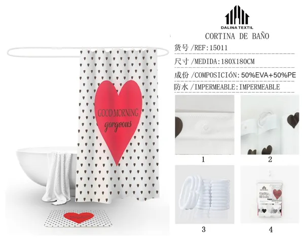 CORTINA DE BANO PLASTICO ESTAMPADO 180X180CM