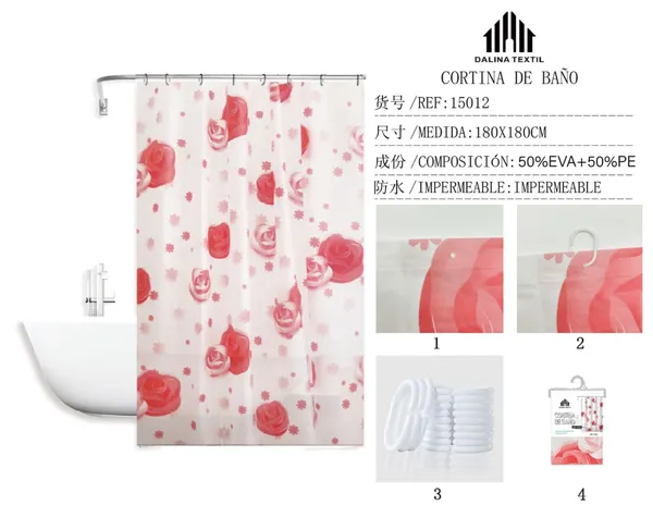 CORTINA DE BANO PLASTICO ESTAMPADO 180X180CM
