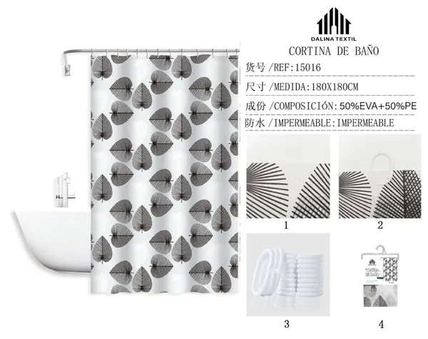 CORTINA DE BANO PLASTICO ESTAMPADO 180X180CM