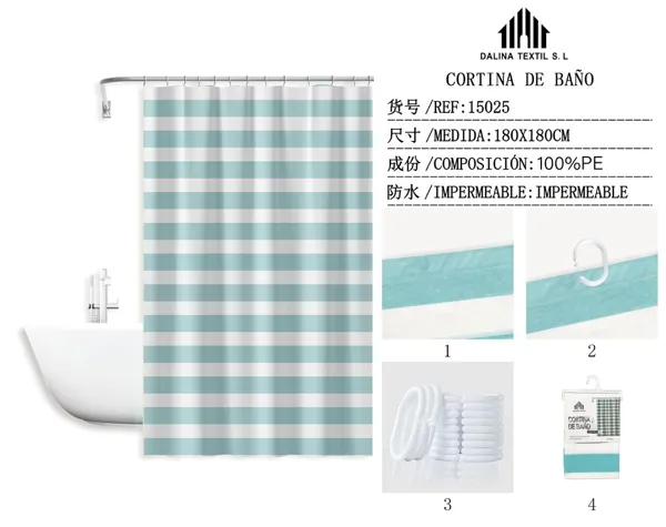CORTINA DE BANO PLASTICO ESTAMPADO 180X180CM