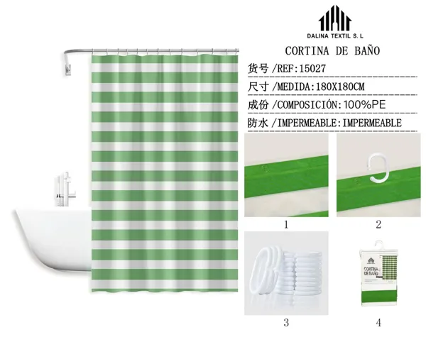 CORTINA DE BANO PLASTICO ESTAMPADO 180X180CM