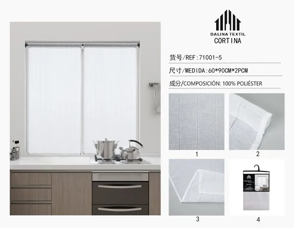 CORTINA DE COCINA BLANCA 60X90CM*2P