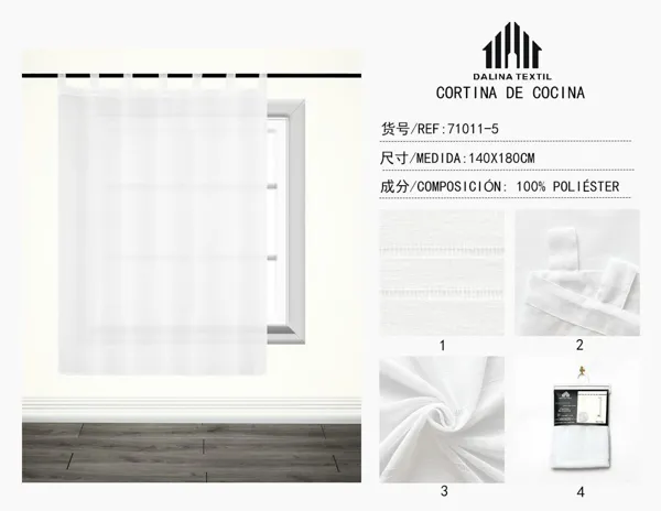 CORTINA DE COCINA LINO JASPEADO BLANCO 140X180CM