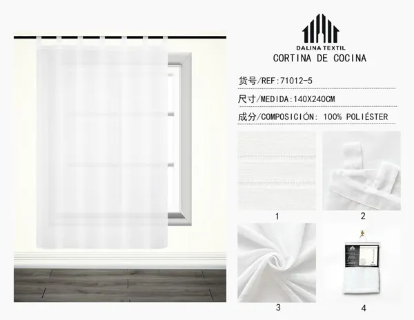 CORTINA DE COCINA LINO JASPEADO BLANCO 140X240CM