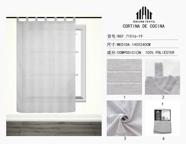 CORTINA DE COCINA GRIS CLARO 140X240CM