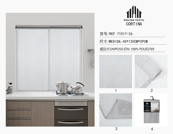 CORTINA DE COCINA PLATEADO 45X120CM*2P