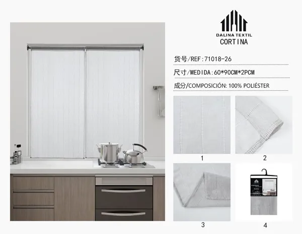 CORTINA DE COCINA PLATEADO 60X90CM*2P