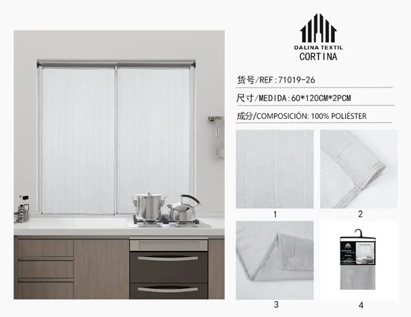 CORTINA DE COCINA PLATEADO 60X120CM*2P