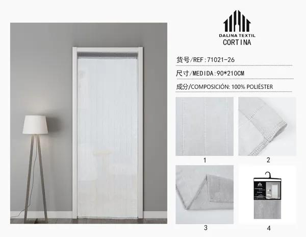 CORTINA PARA PUERTA PLATEADO 90X210CM
