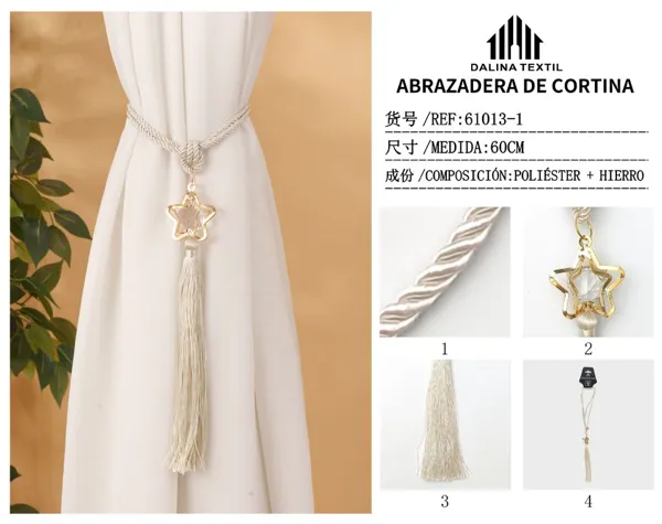 ABRAZADERA DE CORTINA BEIGE 60CM