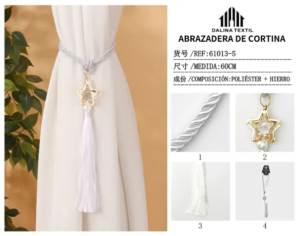 ABRAZADERA DE CORTINA BLANCO 60CM