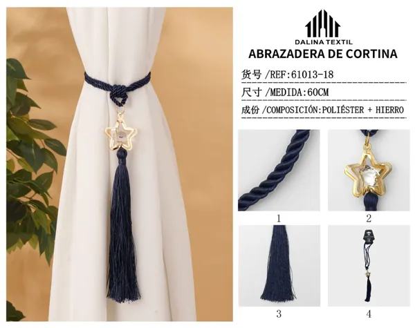 ABRAZADERA DE CORTINA AZUL 60CM