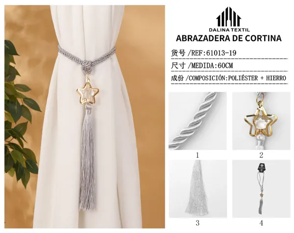 ABRAZADERA DE CORTINA GRIS 60CM