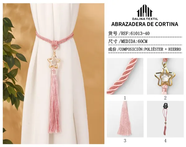 ABRAZADERA DE CORTINA ROSA 60CM