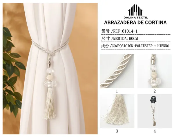 ABRAZADERA DE CORTINA BEIGE 60CM