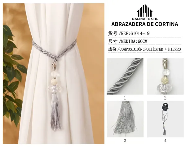 ABRAZADERA DE CORTINA GRIS 60CM
