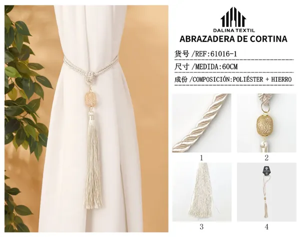 ABRAZADERA DE CORTINA BEIGE 60CM