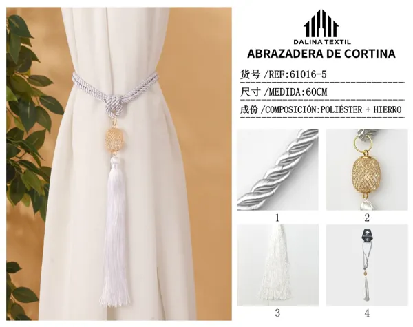 ABRAZADERA DE CORTINA BLANCO 60CM