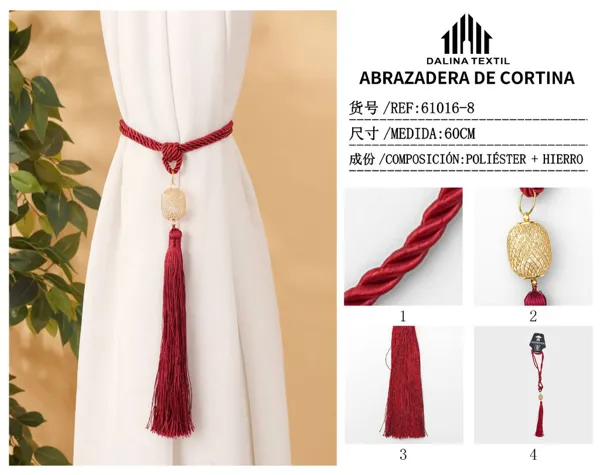 ABRAZADERA DE CORTINA BURDEOS 60CM