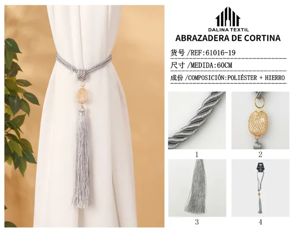 ABRAZADERA DE CORTINA GRIS 60CM