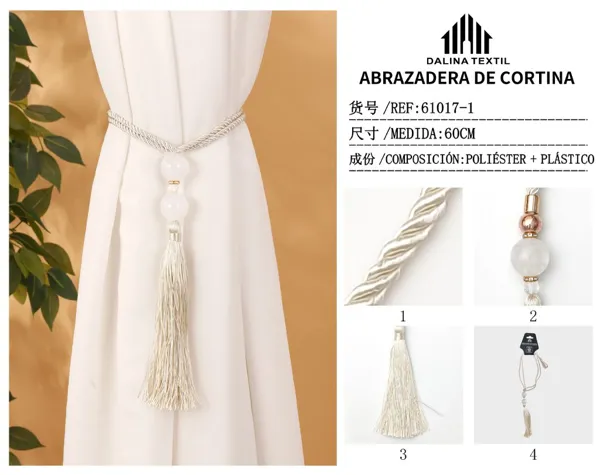 ABRAZADERA DE CORTINA BEIGE 60CM