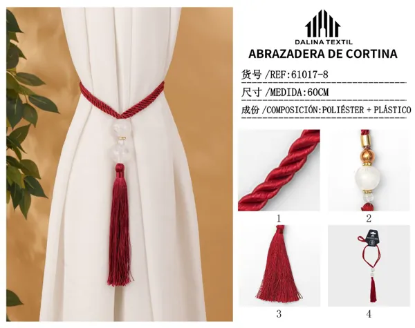 ABRAZADERA DE CORTINA BURDEOS 60CM