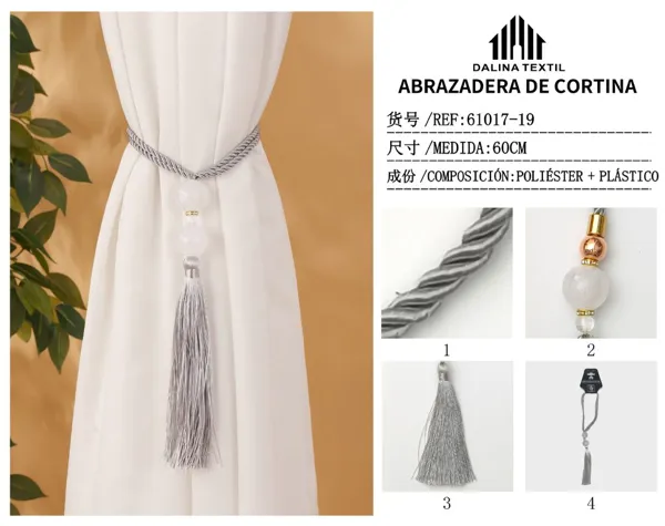 ABRAZADERA DE CORTINA GRIS 60CM