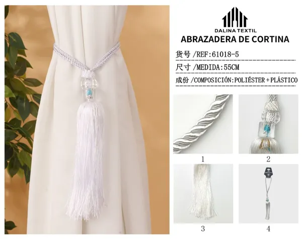 ABRAZADERA DE CORTINA BLANCO 55CM