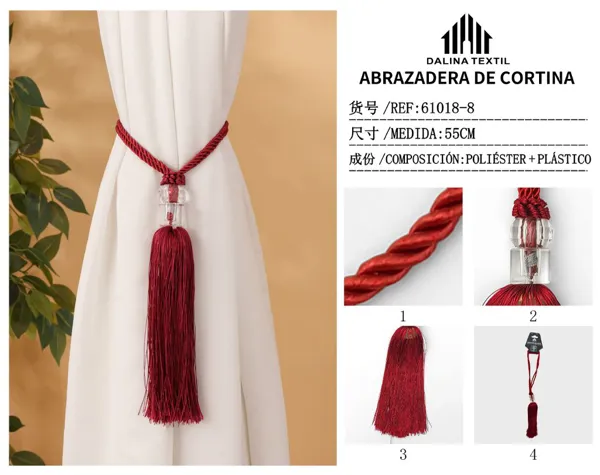ABRAZADERA DE CORTINA BURDEOS 55CM