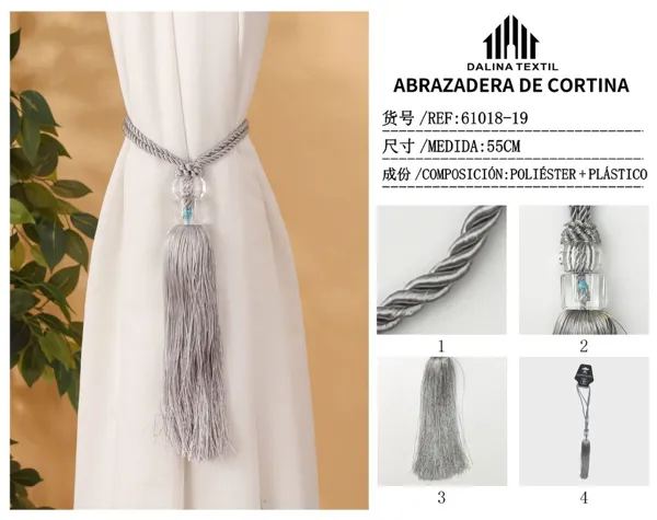 ABRAZADERA DE CORTINA GRIS 55CM