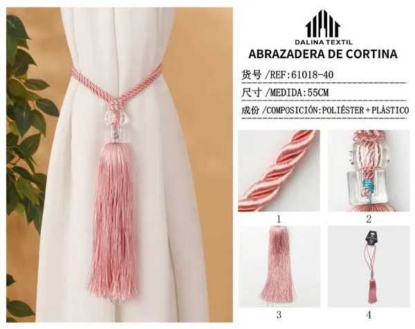 ABRAZADERA DE CORTINA ROSA 55CM