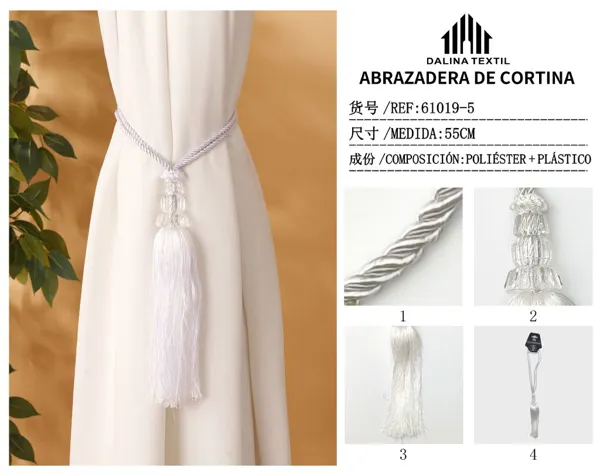 ABRAZADERA DE CORTINA BLANCO 55CM