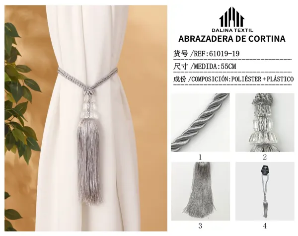 ABRAZADERA DE CORTINA GRIS 55CM