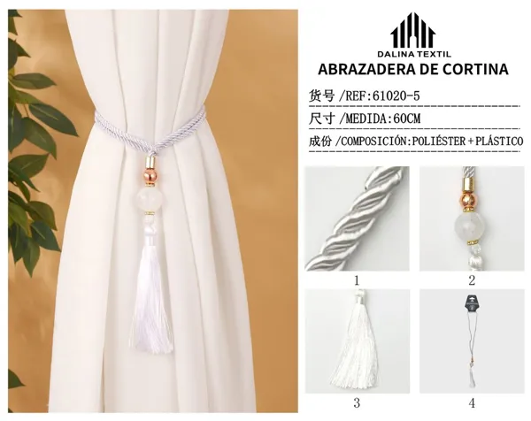 ABRAZADERA DE CORTINA BLANCO 60CM