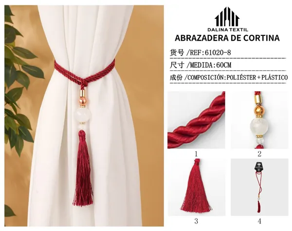 ABRAZADERA DE CORTINA BURDEOS 60CM