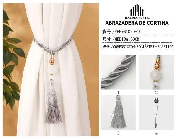 ABRAZADERA DE CORTINA GRIS 60CM