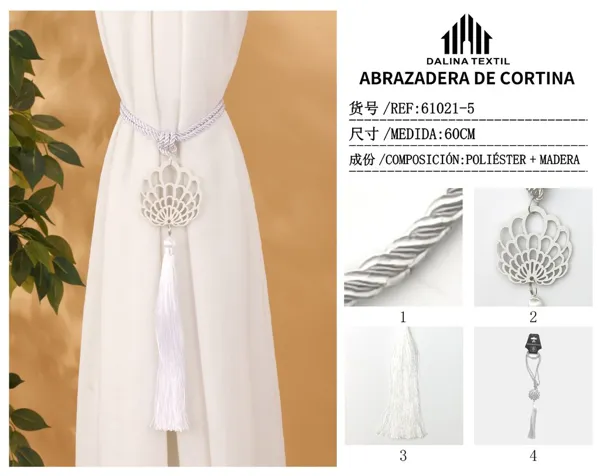 ABRAZADERA DE CORTINA BLANCO 60CM