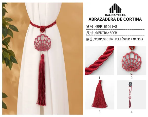 ABRAZADERA DE CORTINA BURDEOS 60CM