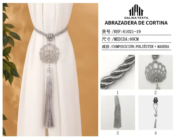 ABRAZADERA DE CORTINA GRIS 60CM