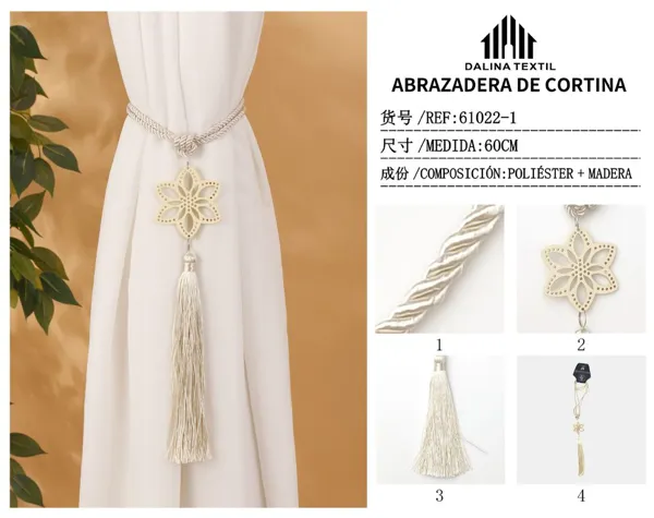 ABRAZADERA DE CORTINA BEIGE 60CM