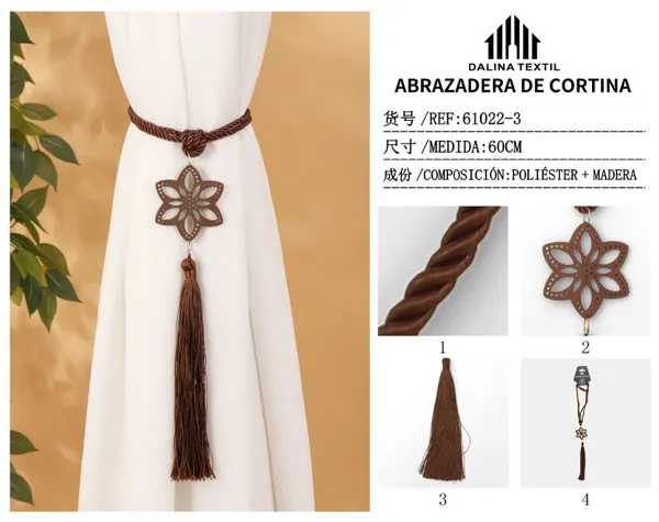 ABRAZADERA DE CORTINA MARRON OSCURO 60CM