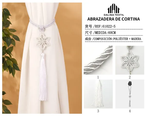 ABRAZADERA DE CORTINA BLANCO 60CM