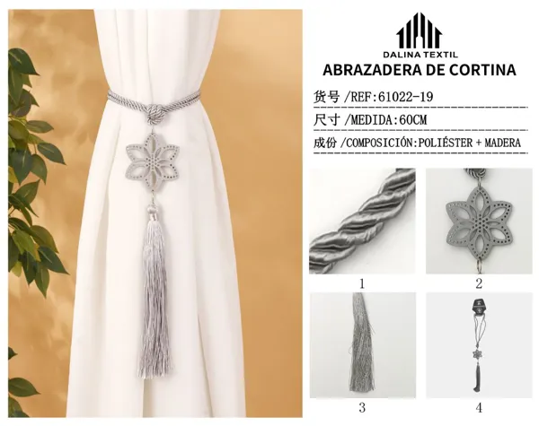 ABRAZADERA DE CORTINA GRIS 60CM