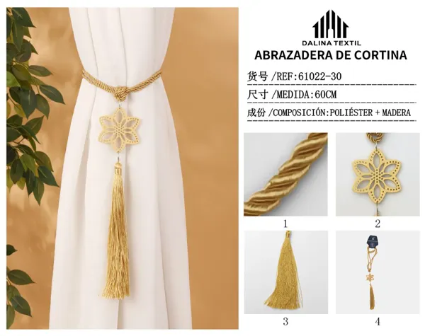 ABRAZADERA DE CORTINA DORADO 60CM