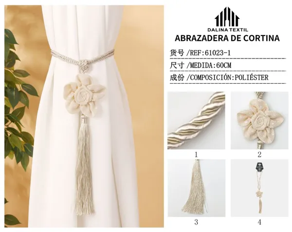 ABRAZADERA DE CORTINA BEIGE 60CM