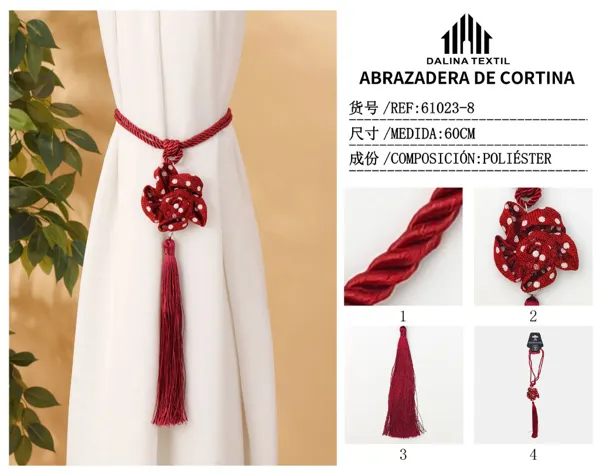 ABRAZADERA DE CORTINA BURDEOS 60CM