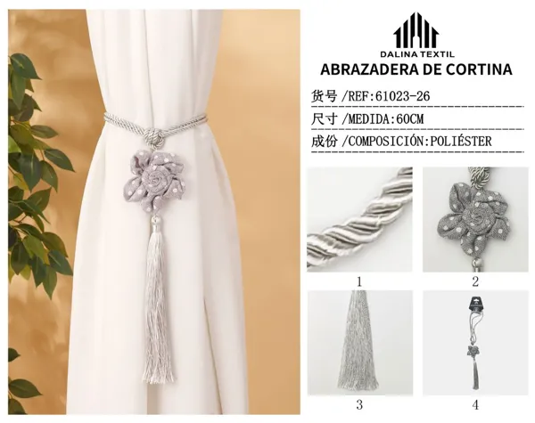 ABRAZADERA DE CORTINA PLATEADO 60CM