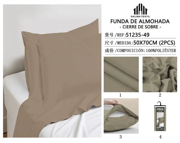 FUNDA DE ALMOHADA CAMEL 50X70CM 2P