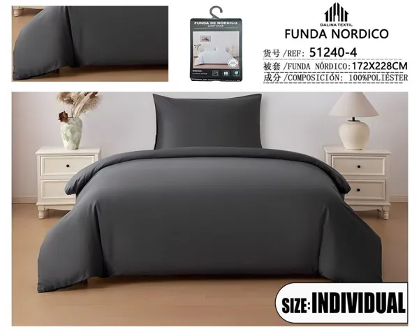 FUNDA DE NORDICO LISA GRIS CLARO 172X228CM